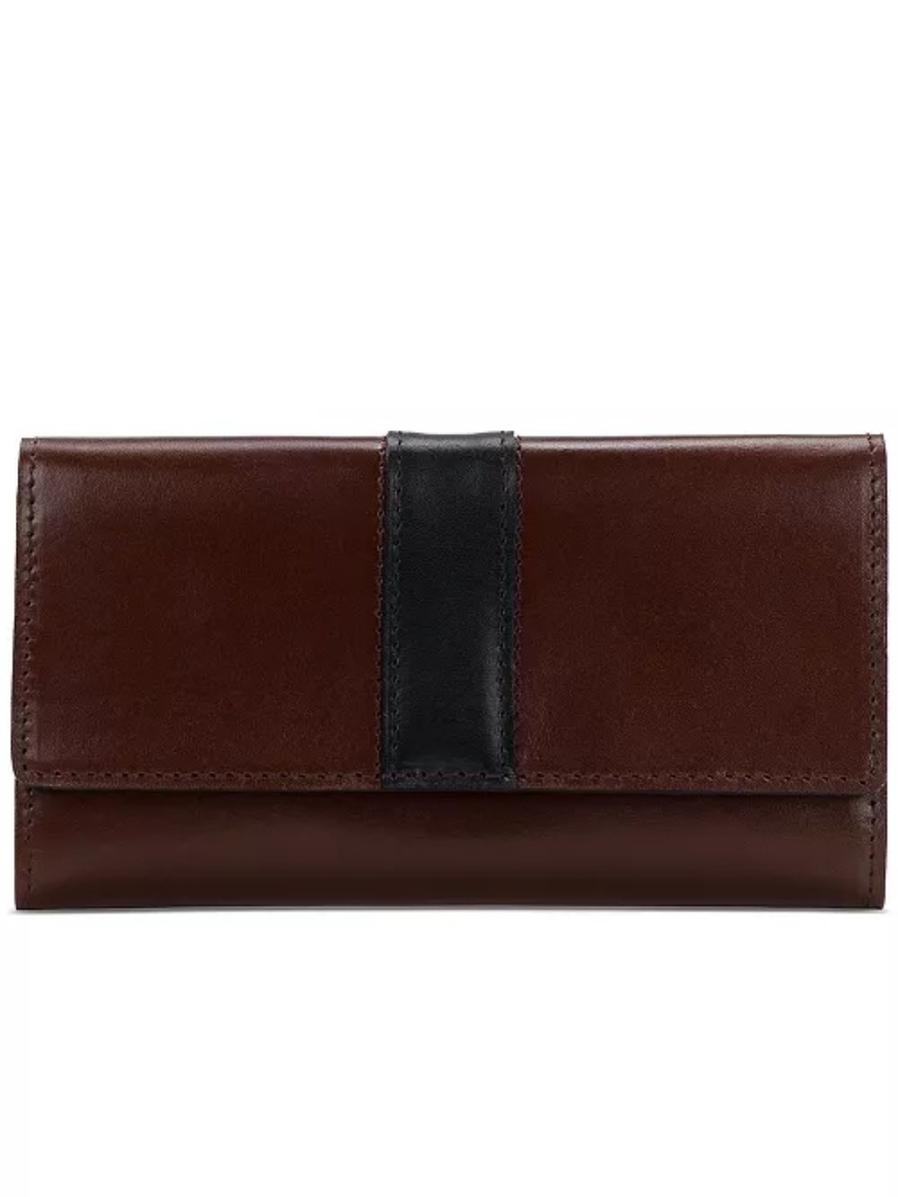 Patricia Nash Brown and Black Leather Continental Trifold Wallet NWOT